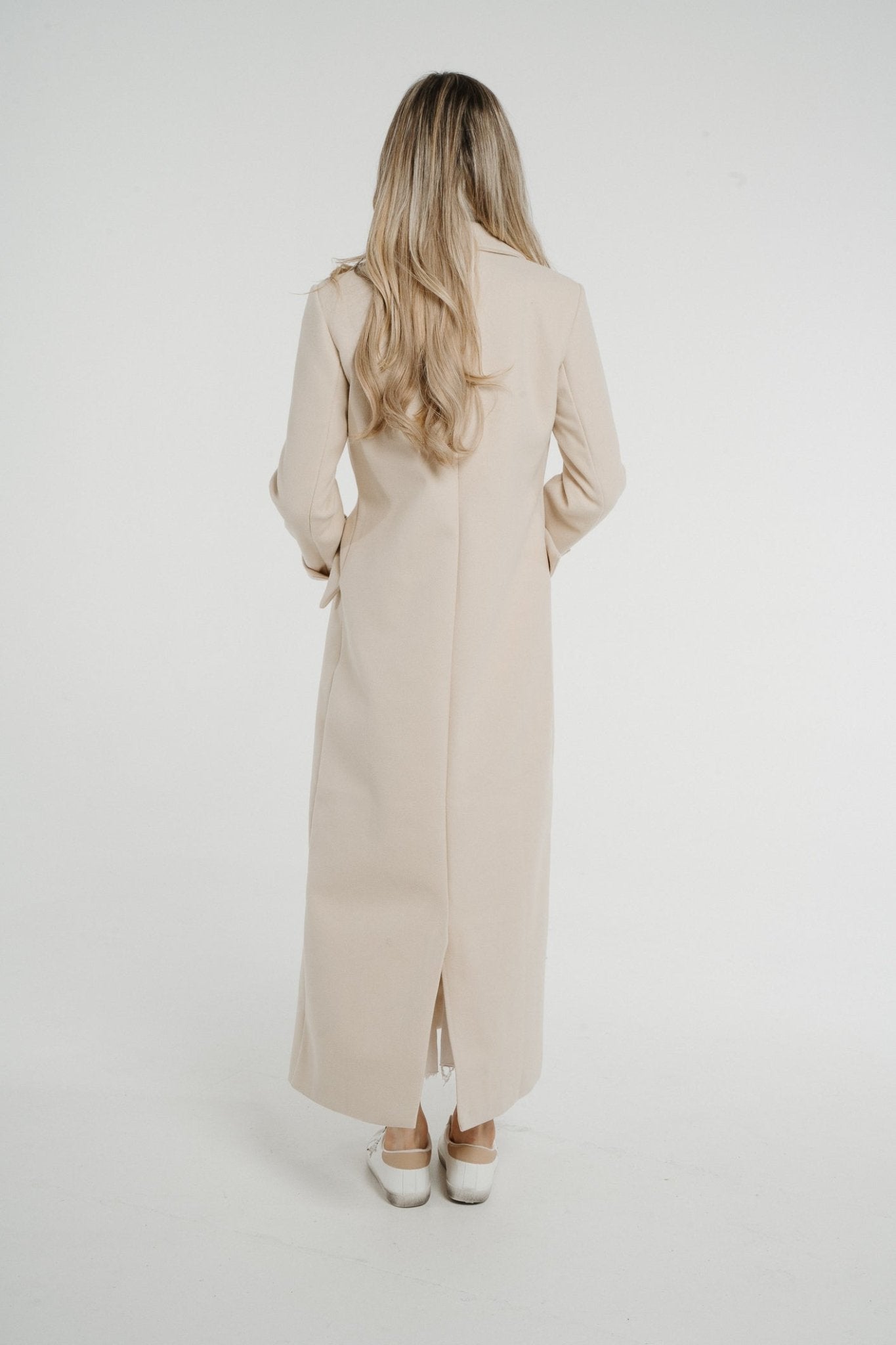 Jayme Longline Coat In Neutral - The Walk in Wardrobe