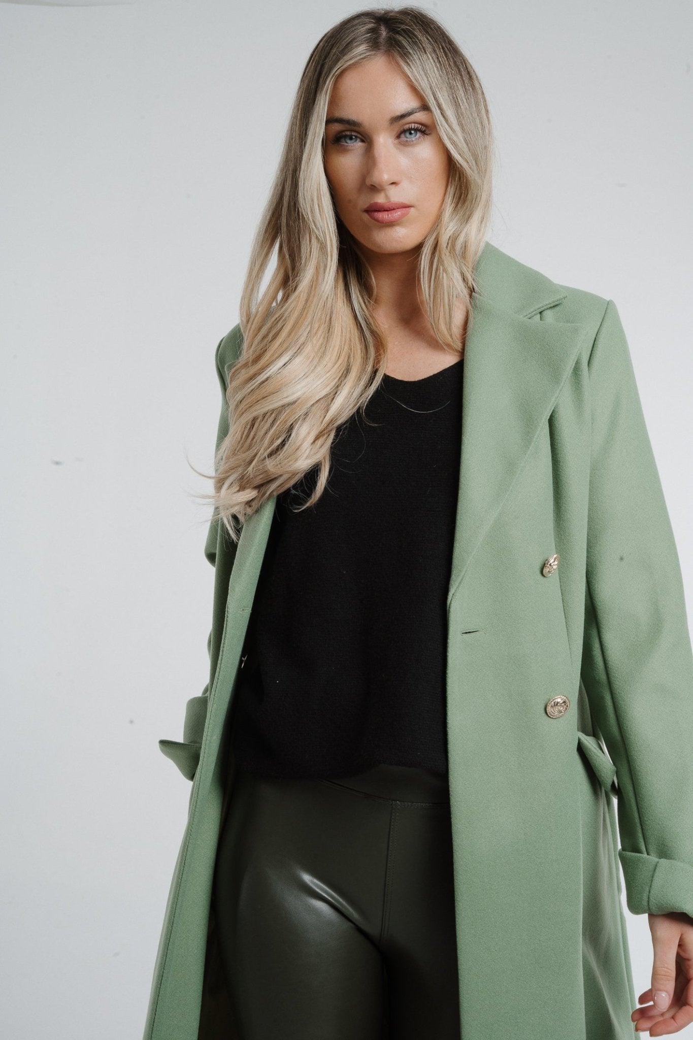 Jayme Longline Coat In Olive - The Walk in Wardrobe