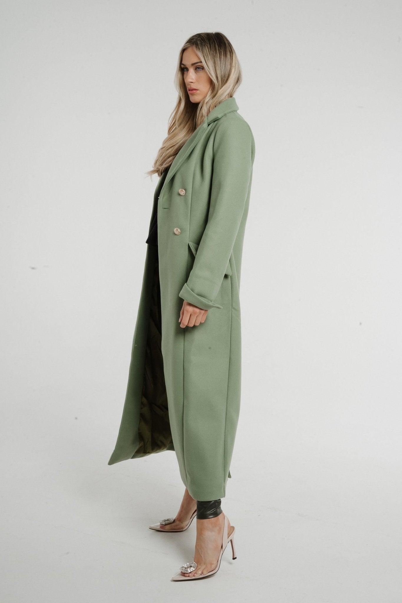 Jayme Longline Coat In Olive - The Walk in Wardrobe