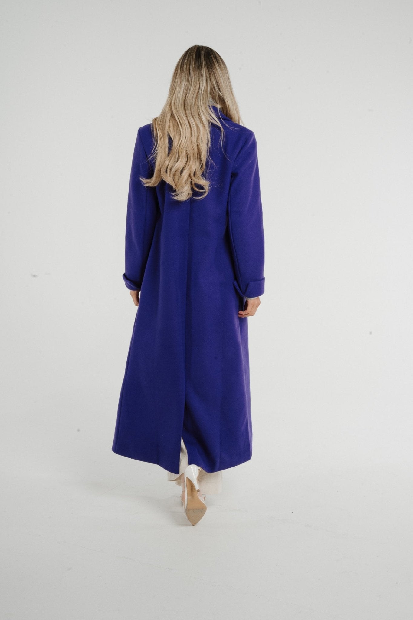 Jayme Longline Coat In Purple - The Walk in Wardrobe