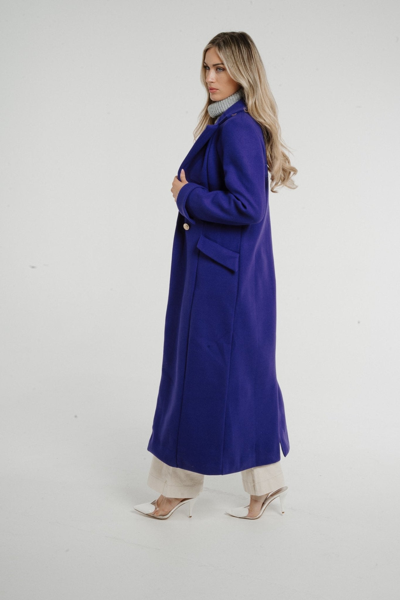 Jayme Longline Coat In Purple - The Walk in Wardrobe