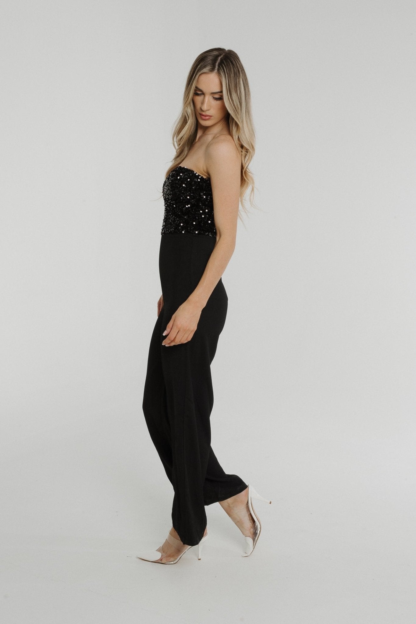 Kate Embellished Jumpsuit In Black - The Walk in Wardrobe