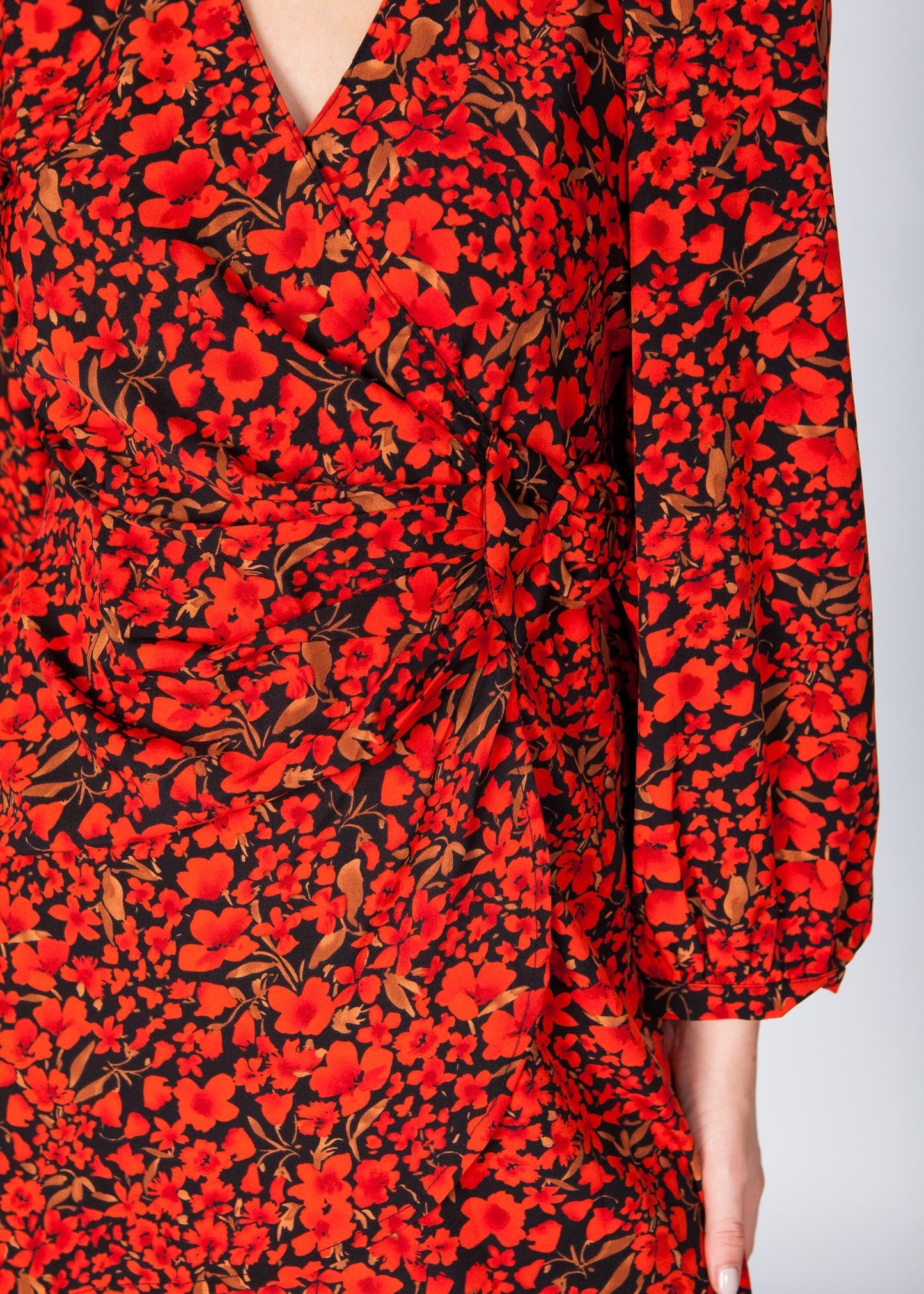 Kate Floral Wrap Top In Red - The Walk in Wardrobe