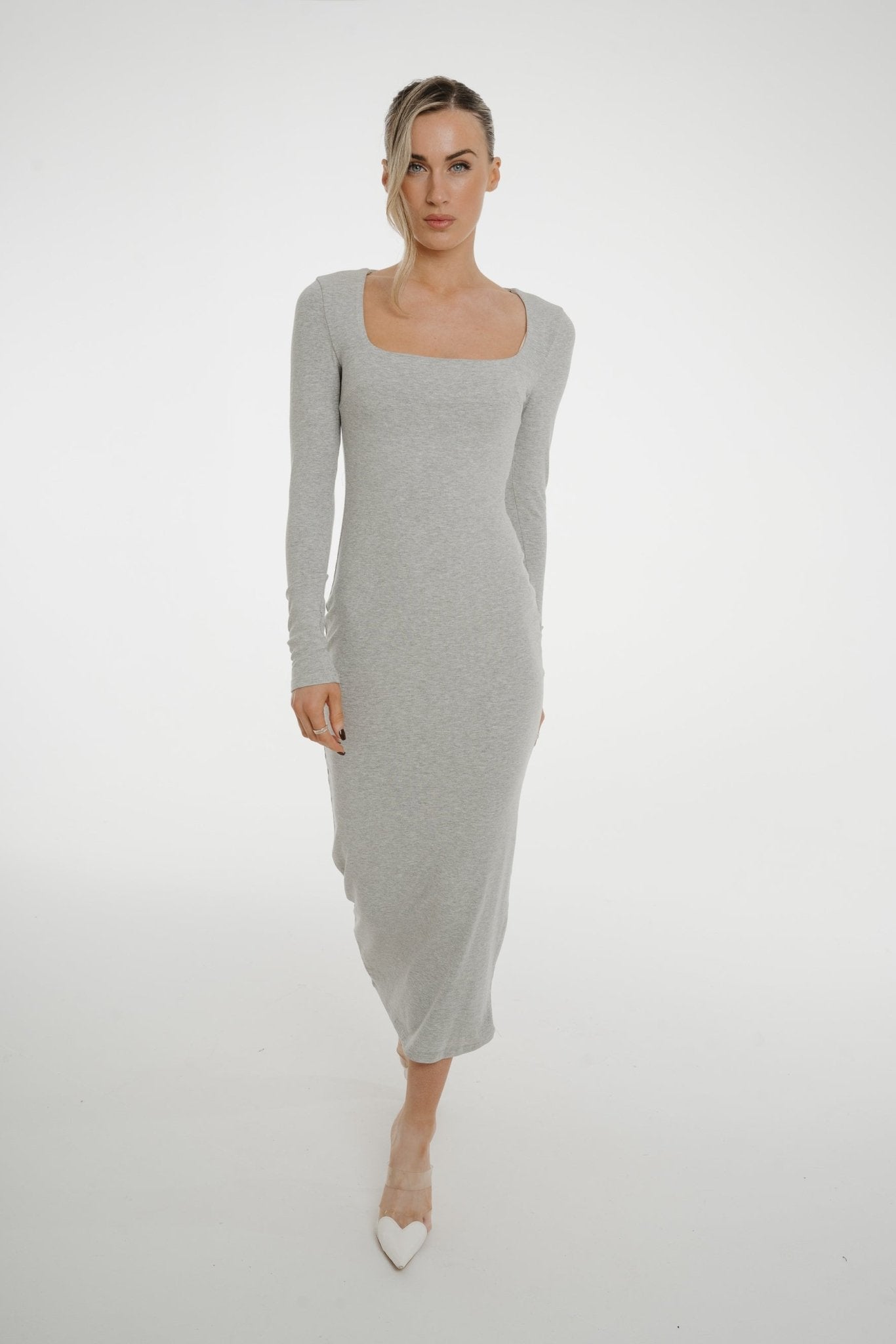 Kate Midi Dress In Grey - The Walk in Wardrobe