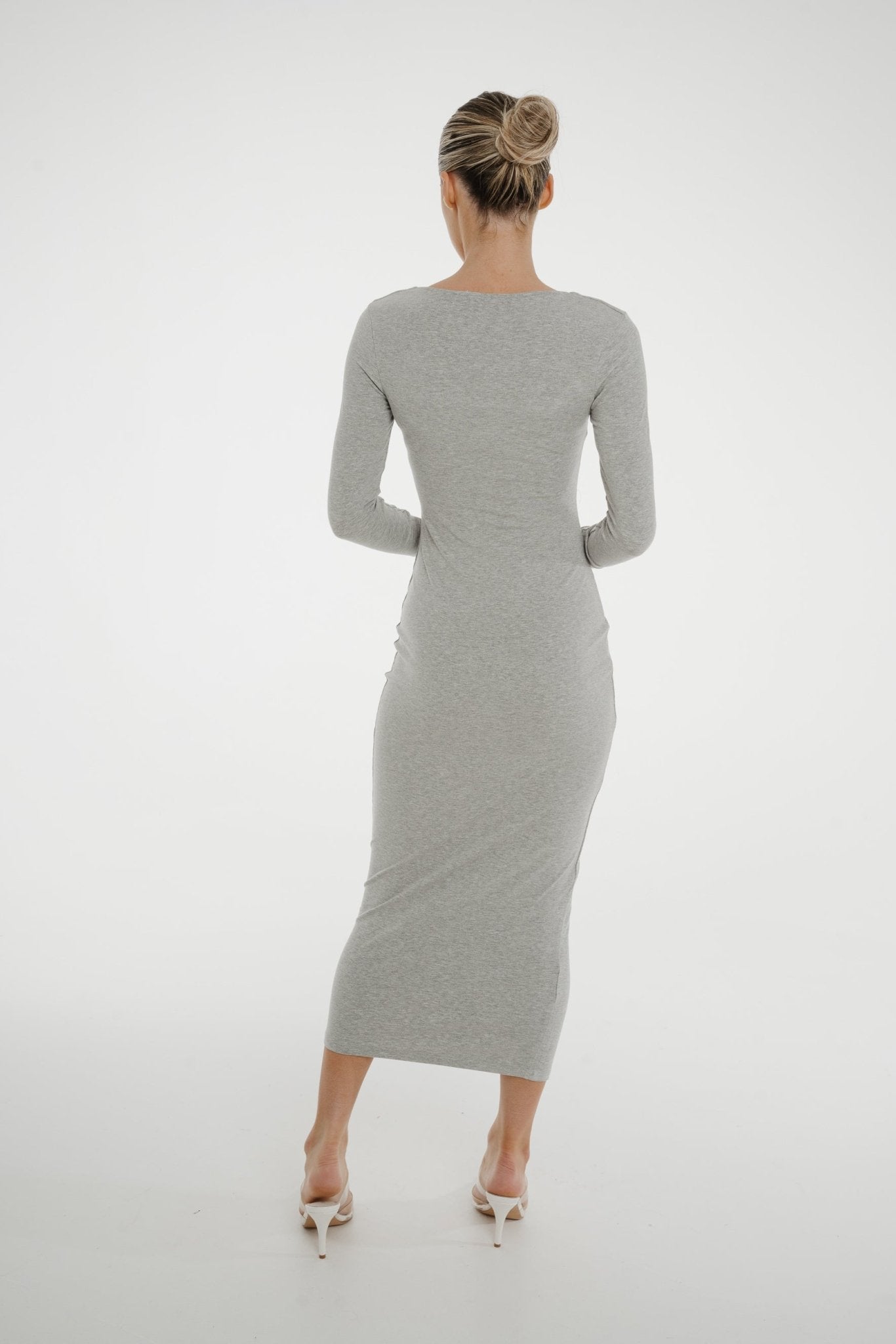 Kate Midi Dress In Grey - The Walk in Wardrobe