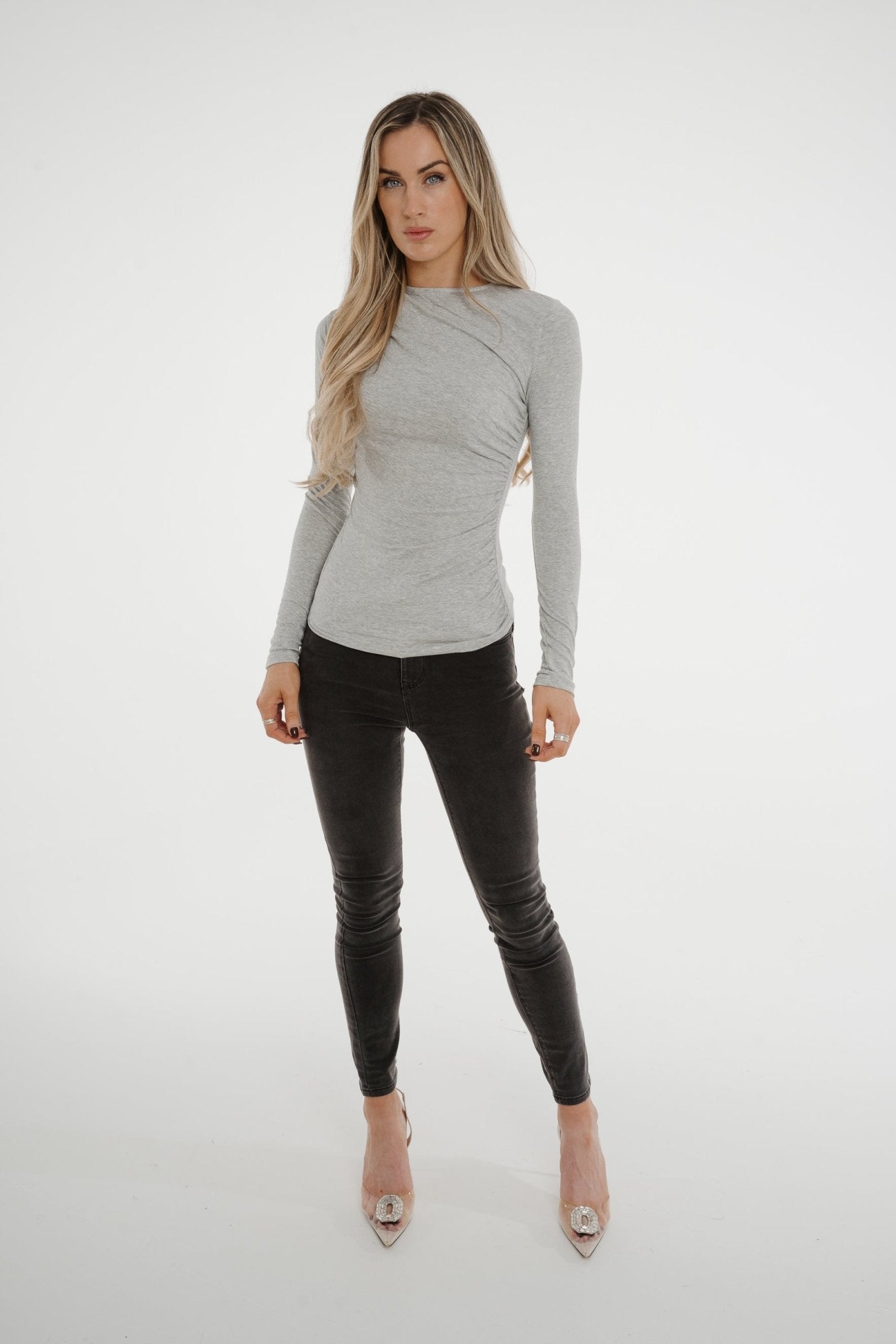 Kate Ruched Top In Grey - The Walk in Wardrobe