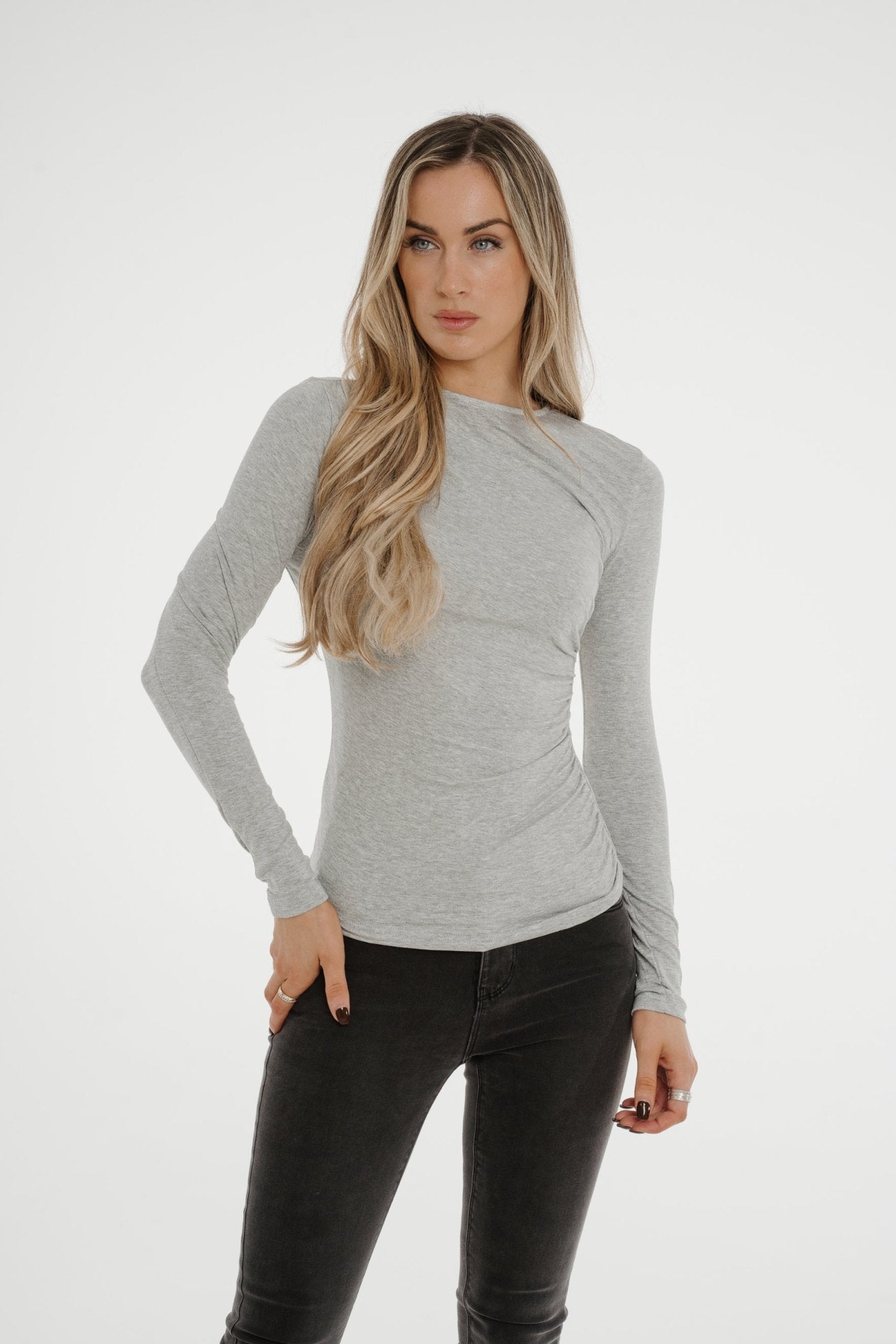 Kate Ruched Top In Grey - The Walk in Wardrobe