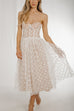 Kate Strapless Polka Dot Tulle Dress In White - The Walk in Wardrobe