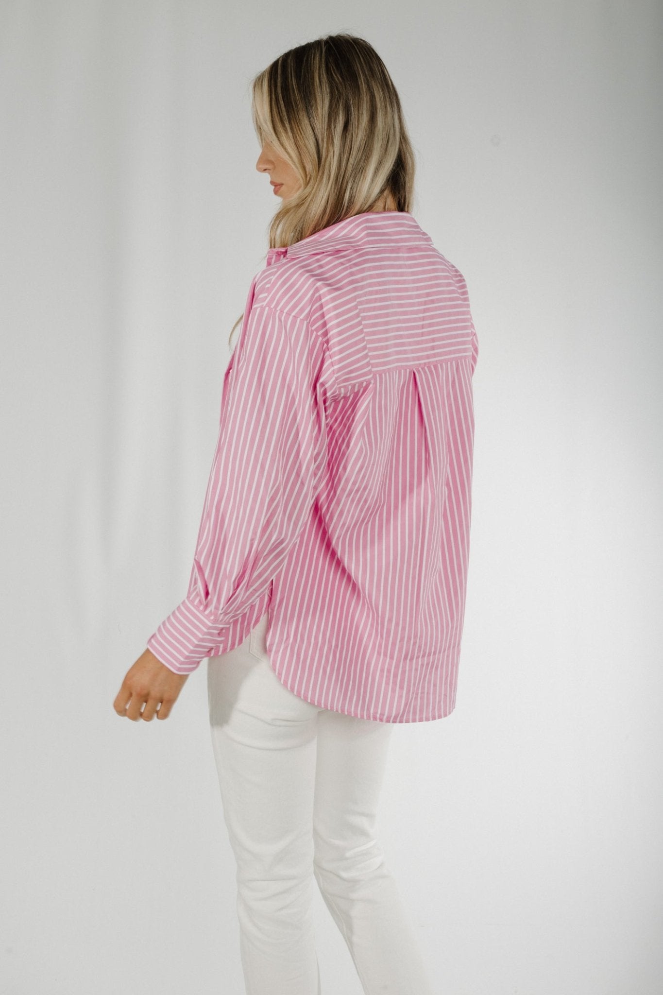Kate Stripe Shirt In Pink - The Walk in Wardrobe