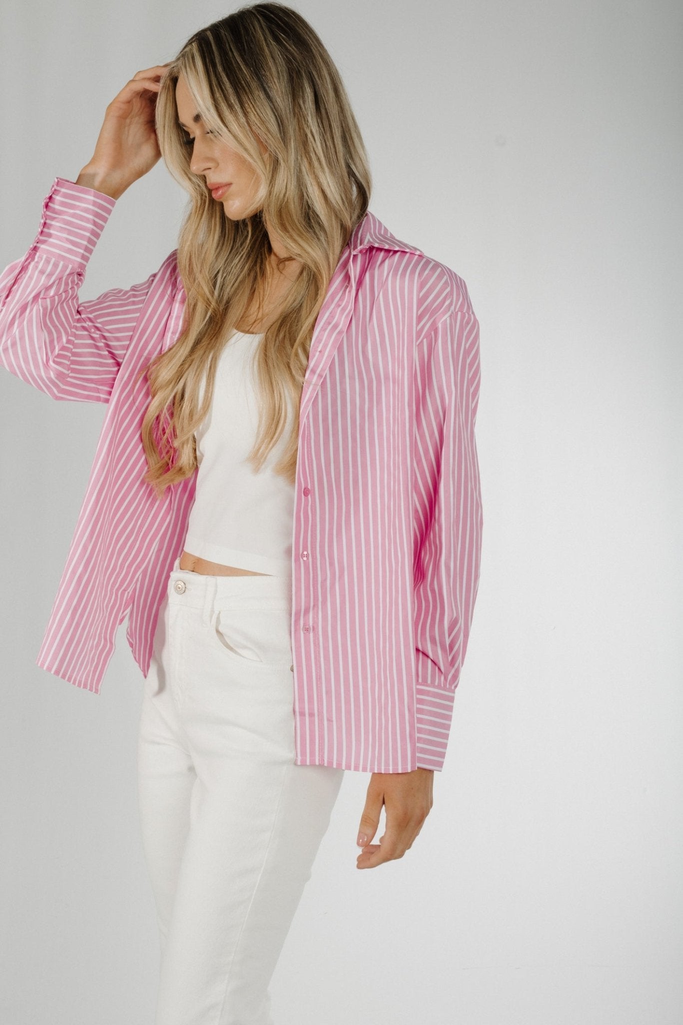 Kate Stripe Shirt In Pink - The Walk in Wardrobe