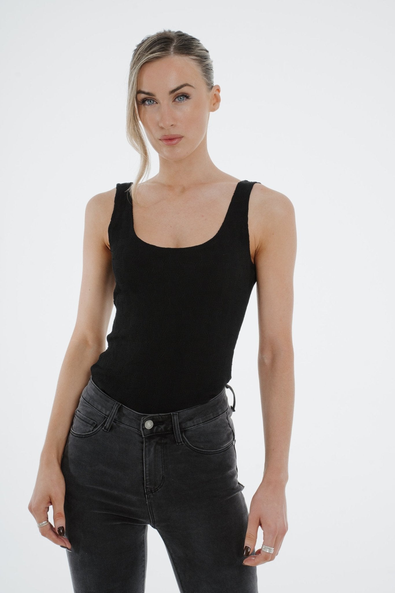 Kate Textured Bodysuit In Black - The Walk in Wardrobe