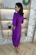 Kayla Button Front Belted Dress In Purple - The Walk in Wardrobe