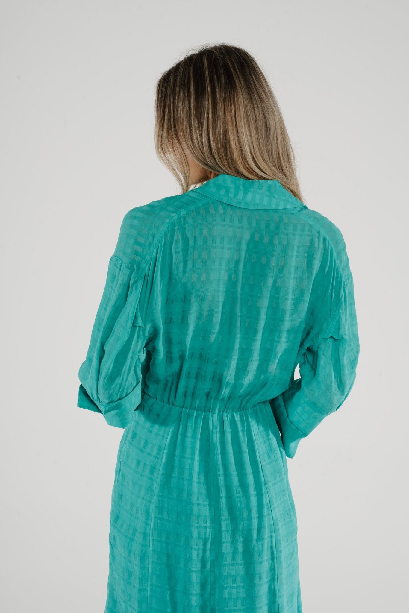 Kayla Button Front Dress In Turquoise - The Walk in Wardrobe
