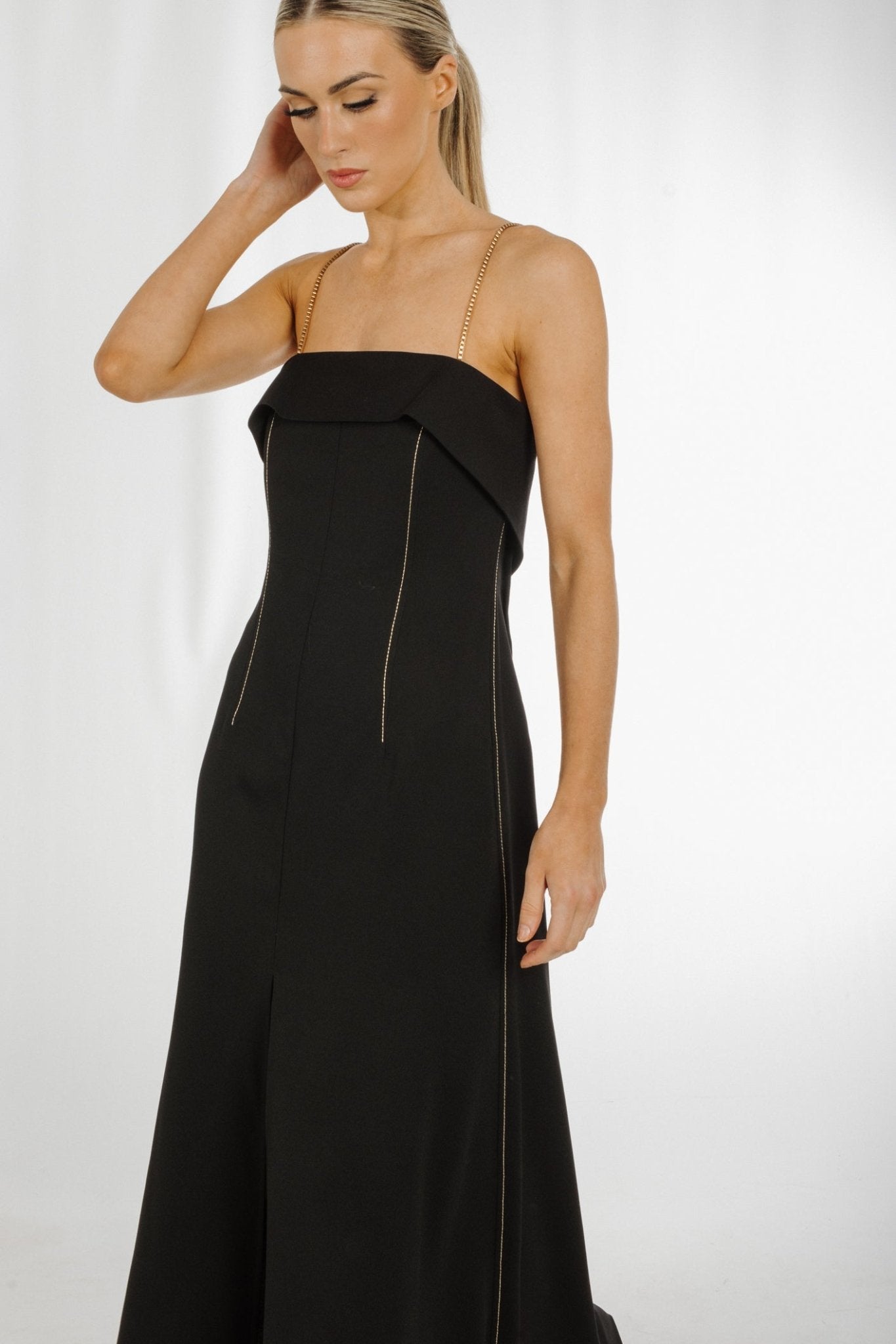 Kayla Chain Strap Dress In Black - The Walk in Wardrobe