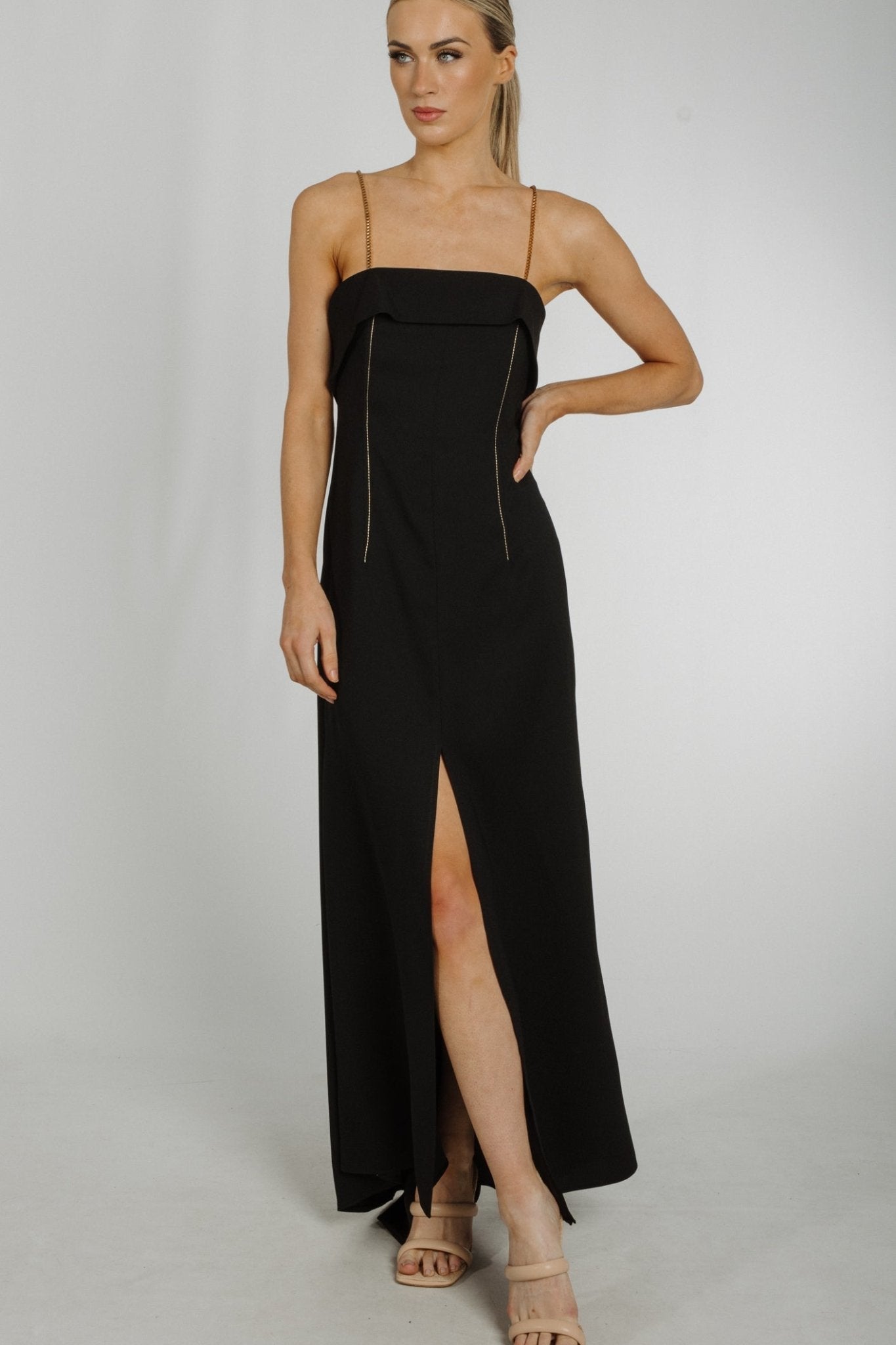 Kayla Chain Strap Dress In Black The Walk in Wardrobe