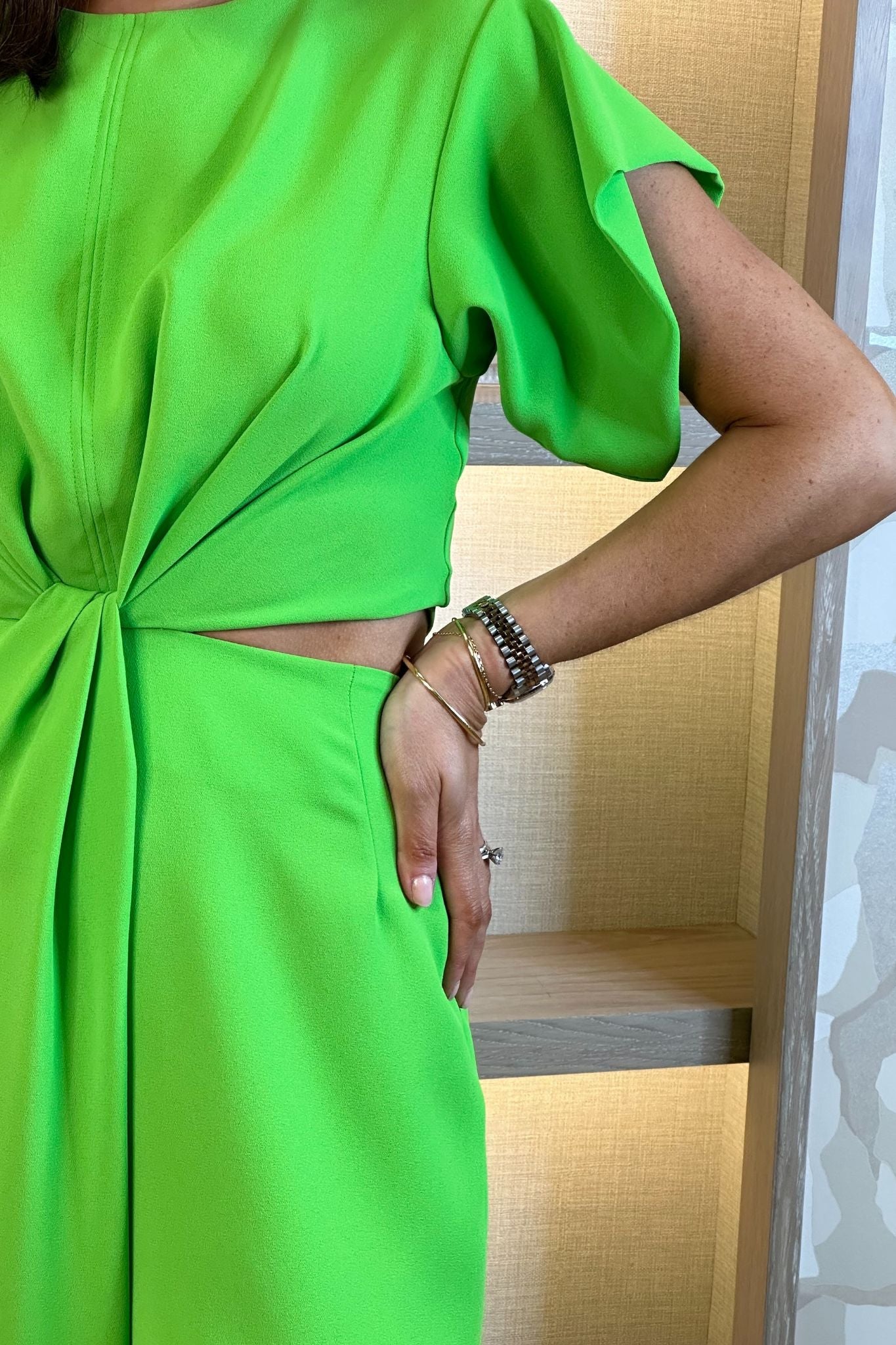 Kayla Cut Out Detail Jumpsuit In Green - The Walk in Wardrobe