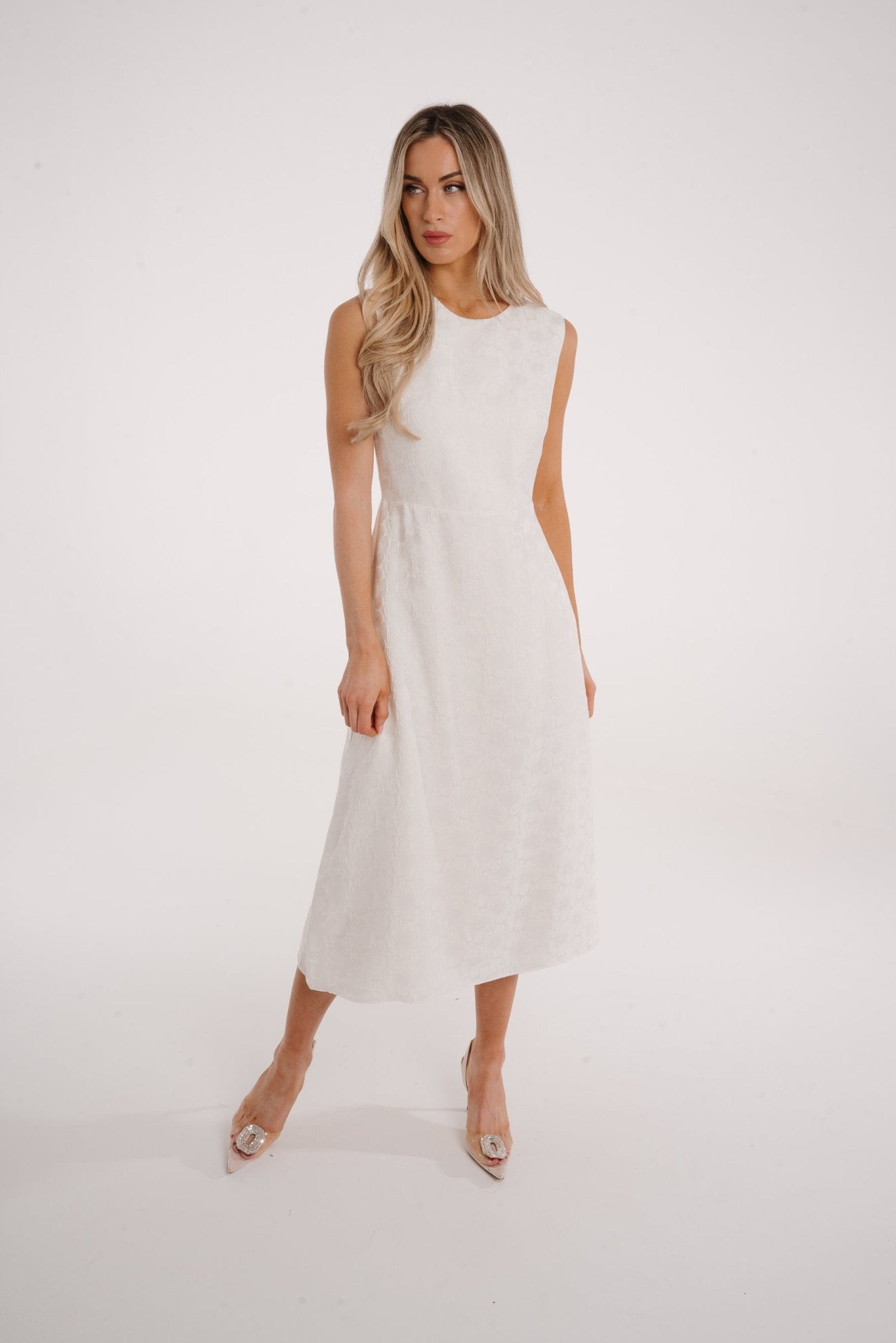 Kayla Embroidered Dress In Cream - The Walk in Wardrobe