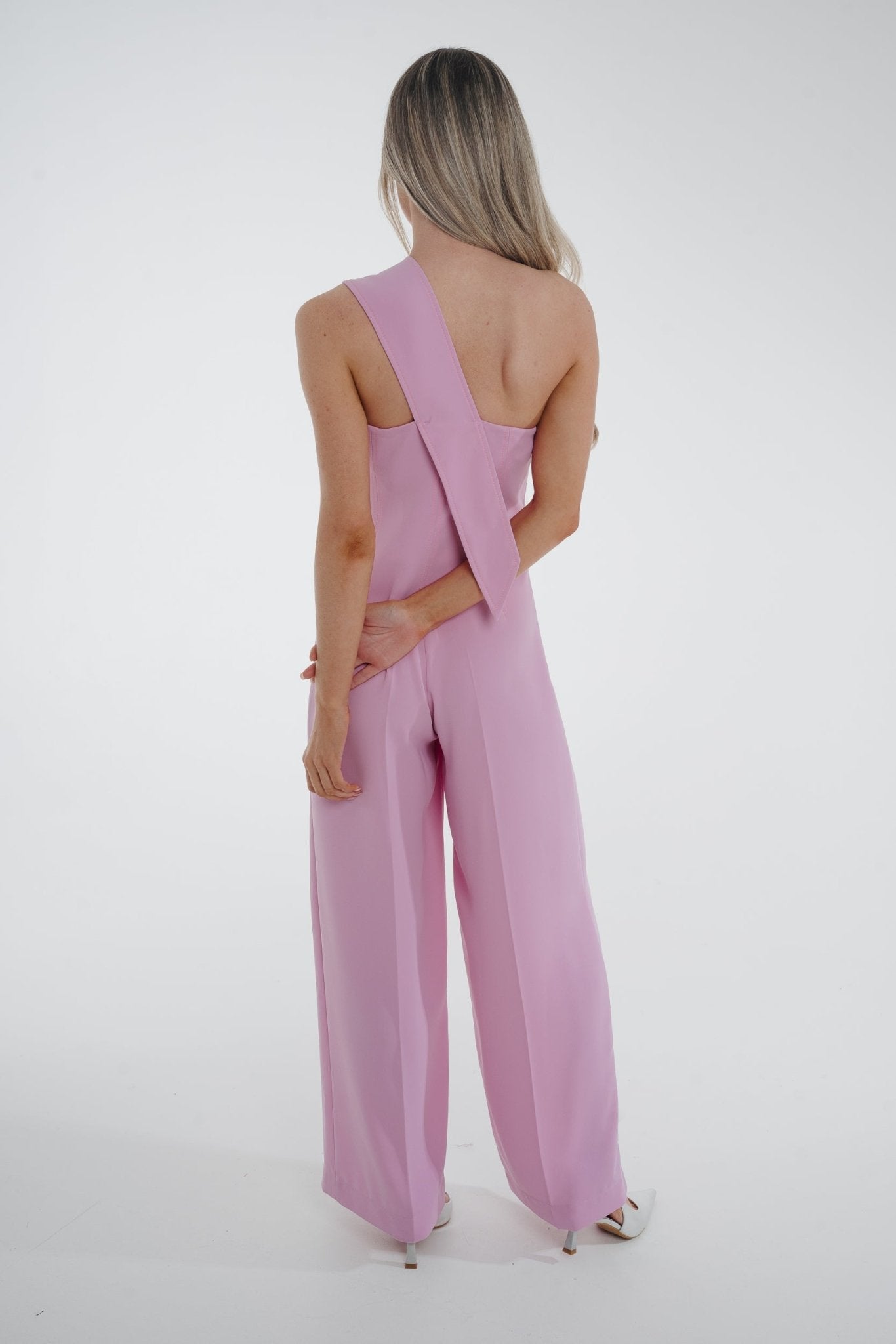 Kayla One Shoulder Jumpsuit In Pink - The Walk in Wardrobe
