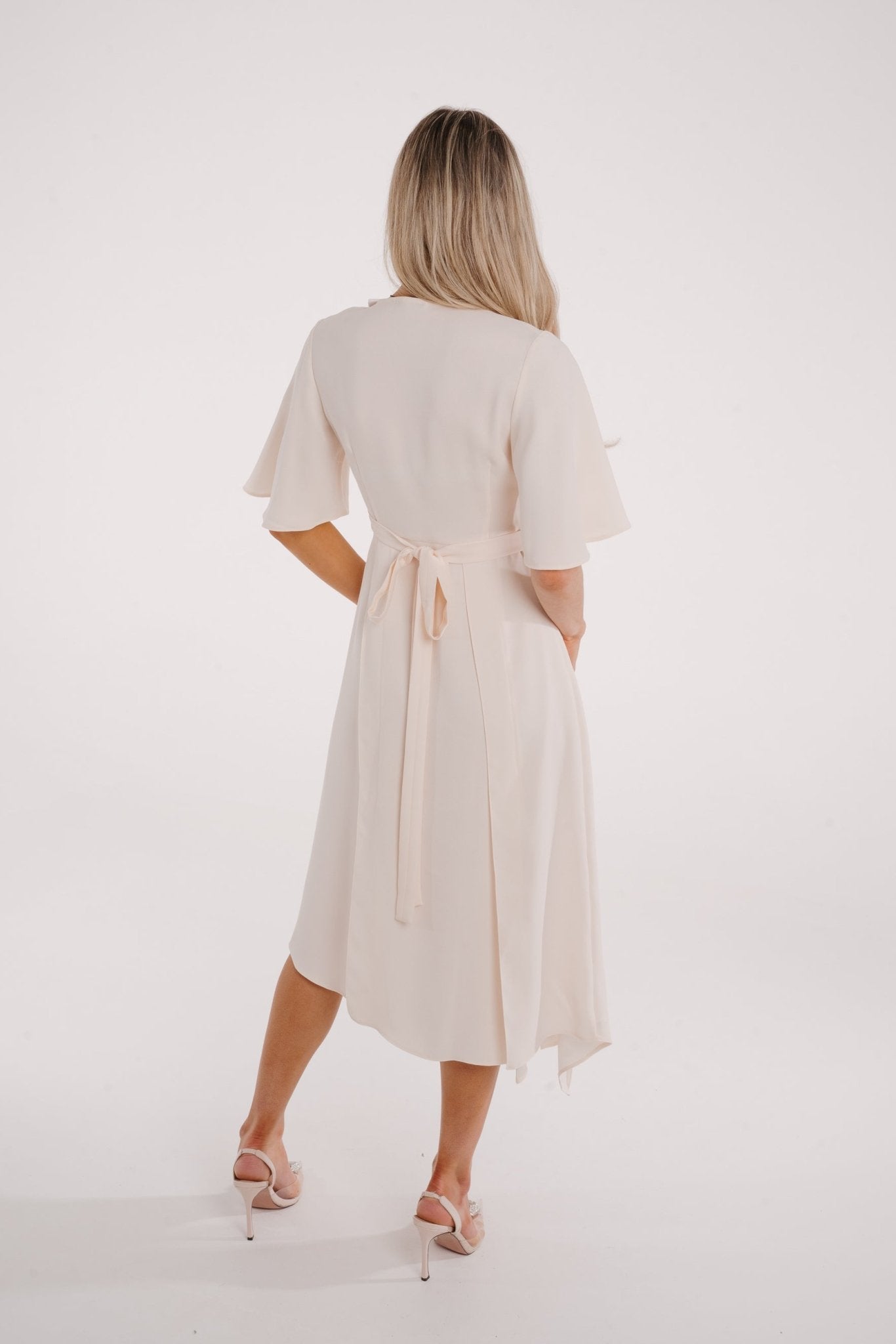 Kayla Overlay Detail Dress In Cream - The Walk in Wardrobe