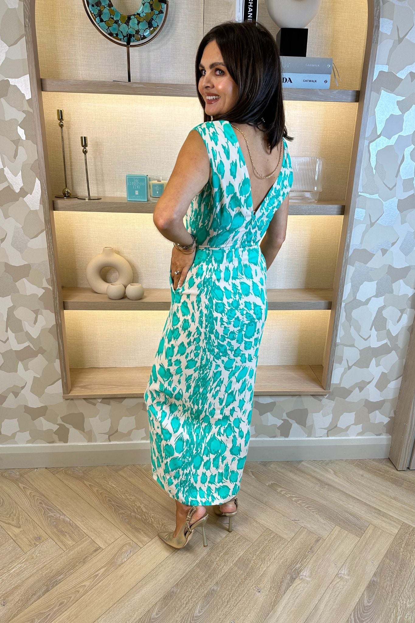 Kayla Print Dress In Turquoise Mix - The Walk in Wardrobe