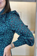 Kayla Sheer Sleeve Midi Dress In Green Mix - The Walk in Wardrobe