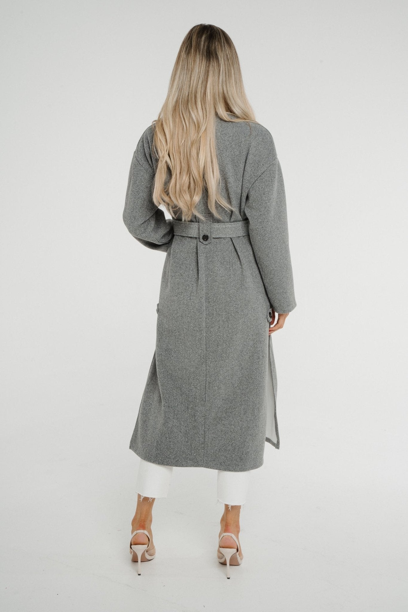 Kelly Tie Waist Coat In Grey - The Walk in Wardrobe