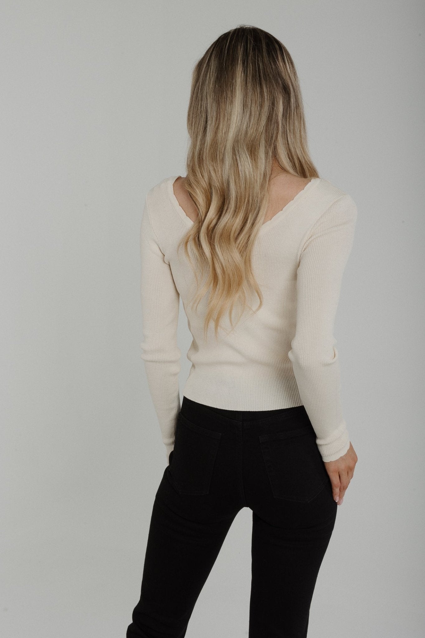 Kendra Long Sleeve Top In Cream - The Walk in Wardrobe