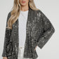 Kendra Sequin Jacket In Silver - The Walk in Wardrobe