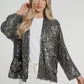 Kendra Sequin Jacket In Silver - The Walk in Wardrobe