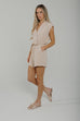 Kendra Wrap Front Playsuit In Neutral - The Walk in Wardrobe