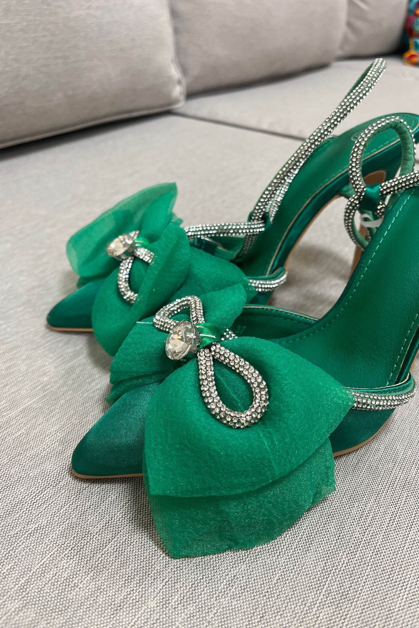 Lauren Bow Heel In Green - The Walk in Wardrobe