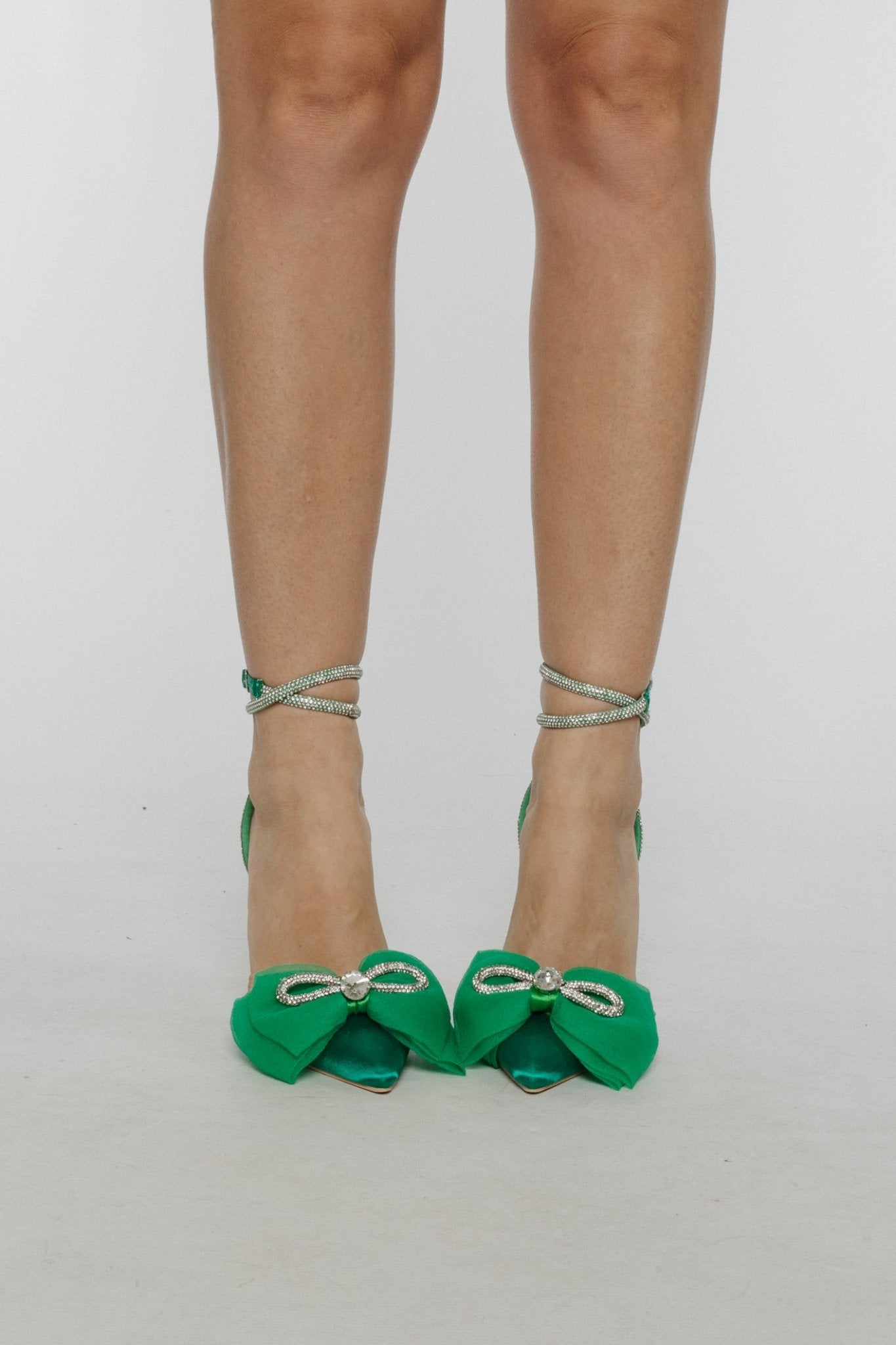 Lauren Bow Heel In Green - The Walk in Wardrobe