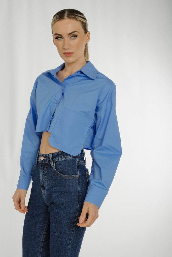 Lexi Cropped Shirt In Blue – The Walk in Wardrobe