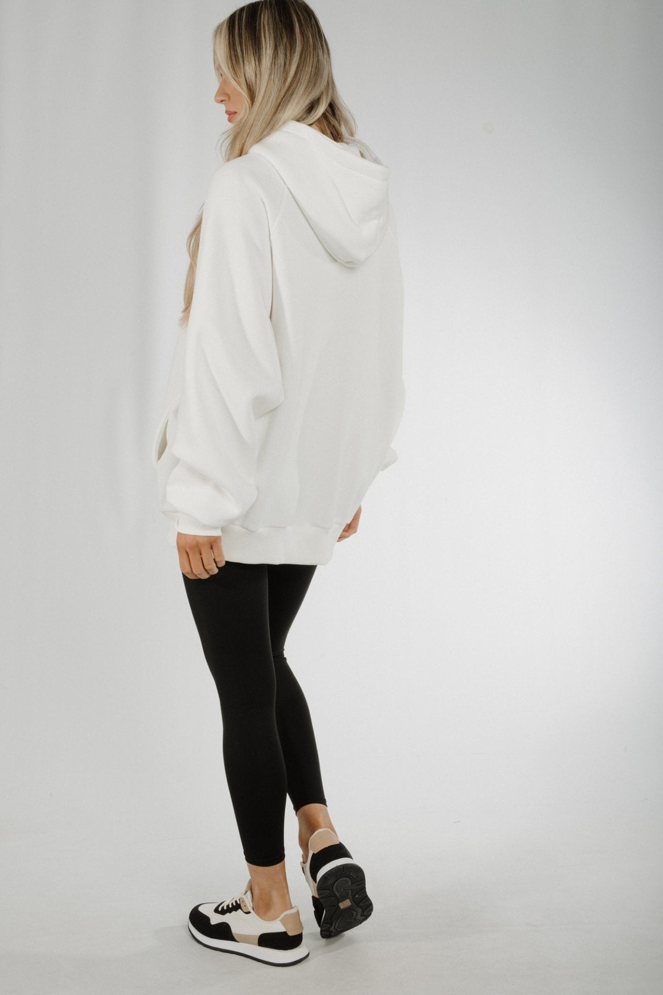 Lexi Longline Hoodie In White - The Walk in Wardrobe