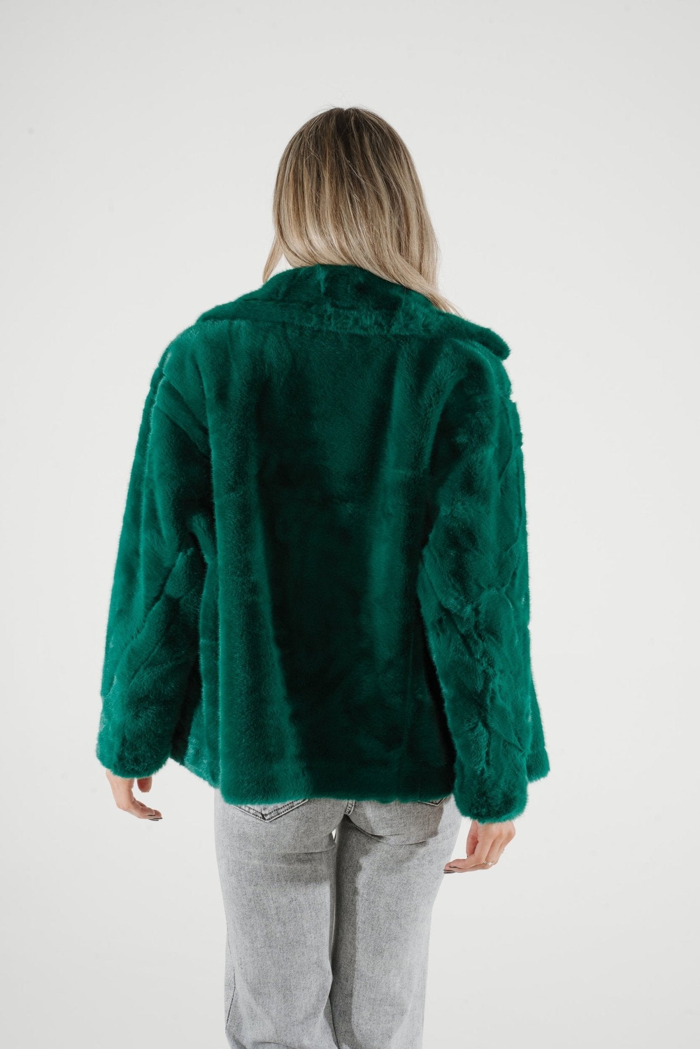 Lila Faux Fur Jacket In Green - The Walk in Wardrobe