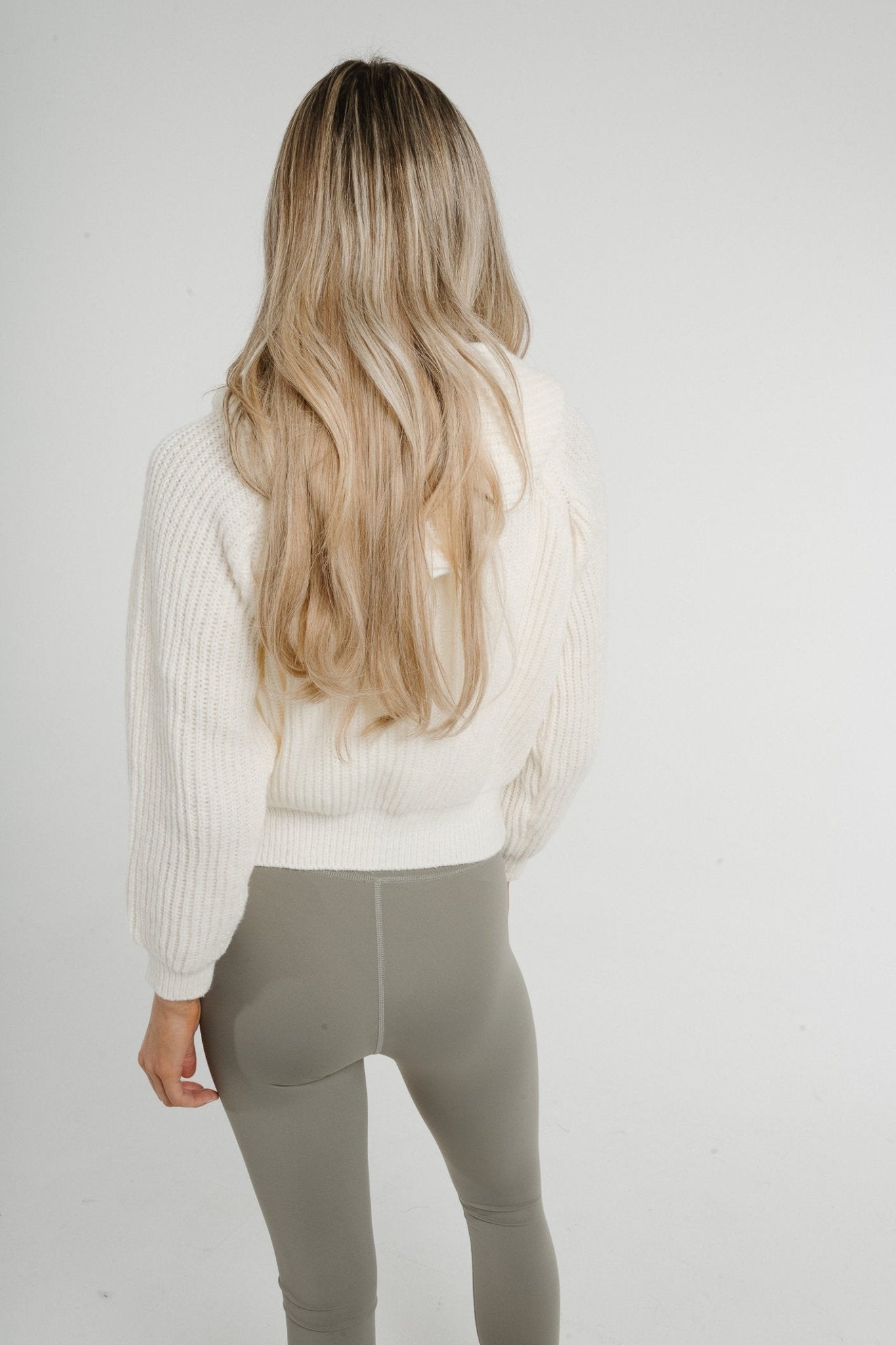 Lila Ribbed Knit Hoodie In Cream - The Walk in Wardrobe