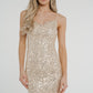 Lila Sequin Slip Dress In Gold - The Walk in Wardrobe