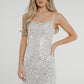 Lila Sequin Slip Dress In Silver - The Walk in Wardrobe
