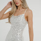 Lila Sequin Slip Dress In Silver - The Walk in Wardrobe