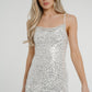 Lila Sequin Slip Dress In Silver - The Walk in Wardrobe