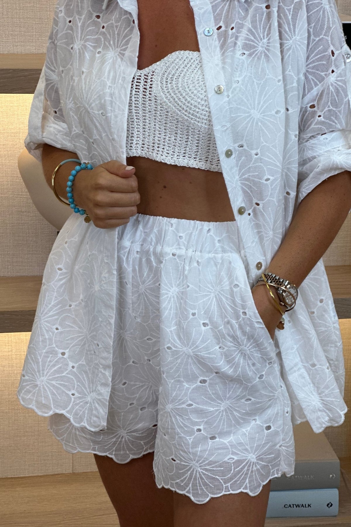 Lily Fine Crochet Top In White - The Walk in Wardrobe