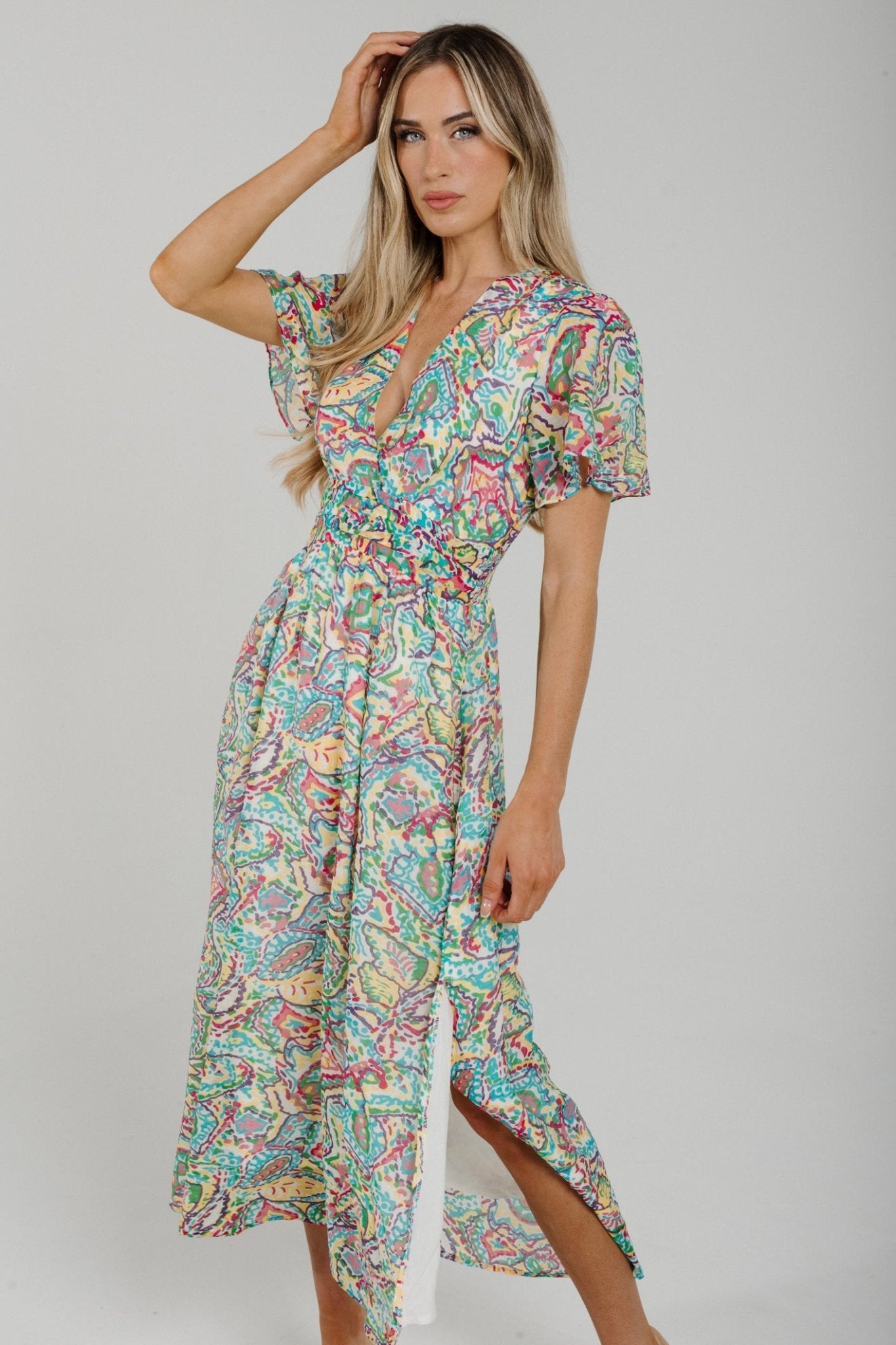 Lily Midi Dress In Multicolour - The Walk in Wardrobe