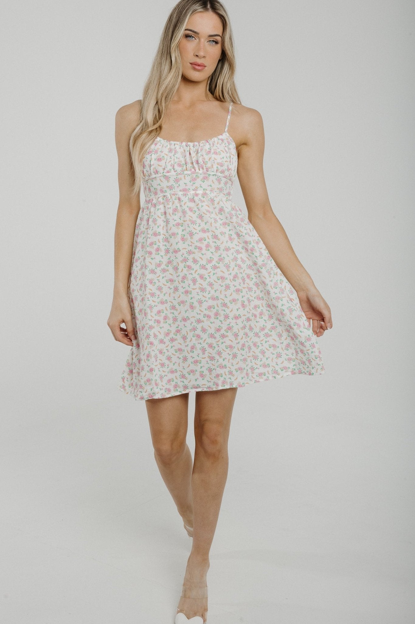 Lily Mini Dress In Pink Floral - The Walk in Wardrobe