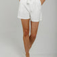 Lily Paperbag Waist Shorts In White - The Walk in Wardrobe