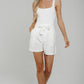Lily Paperbag Waist Shorts In White - The Walk in Wardrobe
