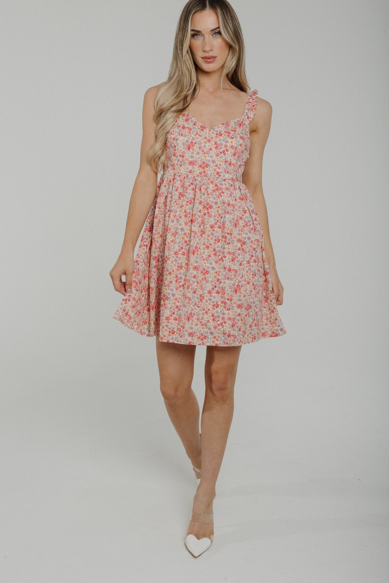 Lucy Ditsy Floral Dress In Pink Mix - The Walk in Wardrobe