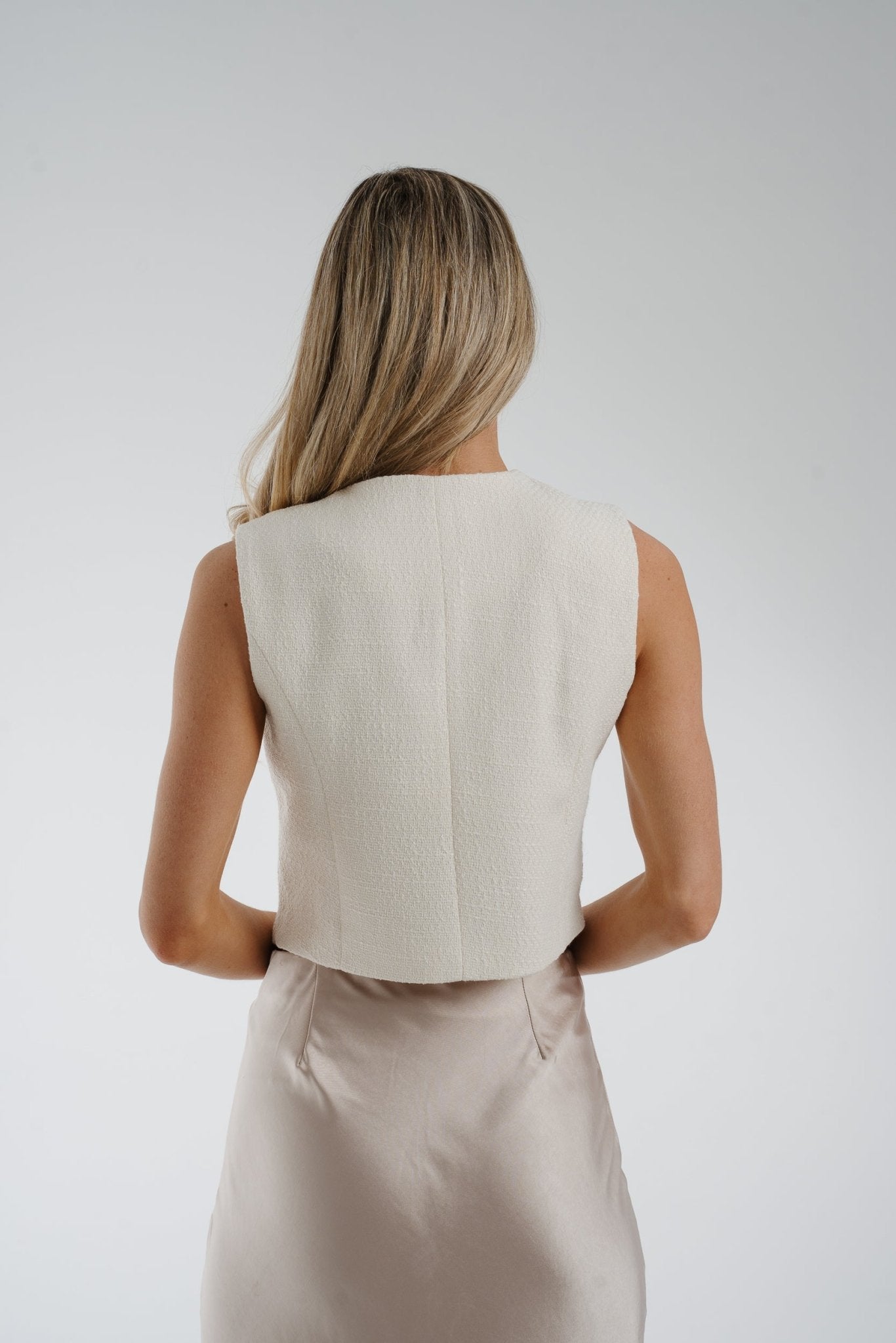 Maria Tweed Waistcoat In Cream - The Walk in Wardrobe