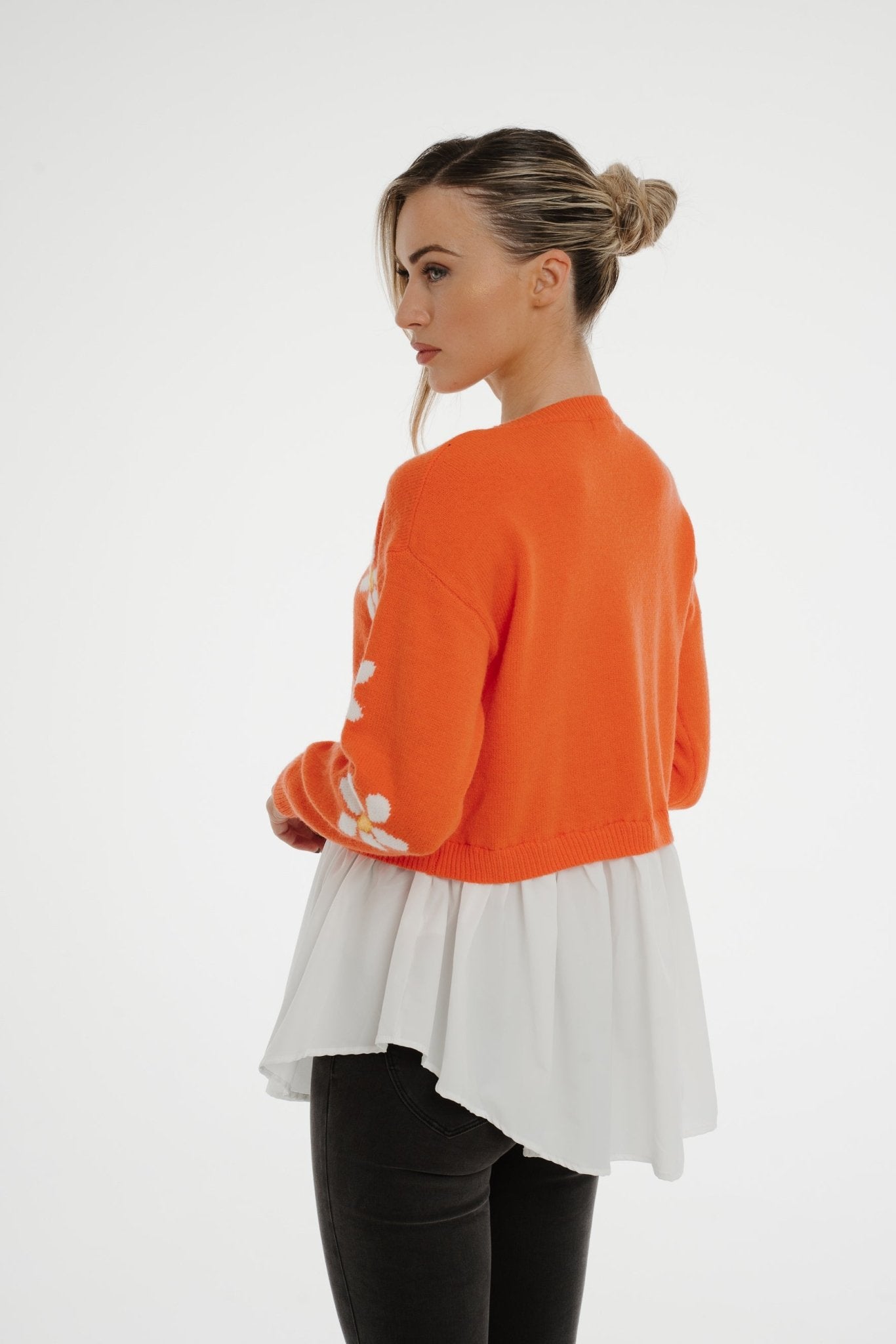 Melanie Overlay Jumper In Orange - The Walk in Wardrobe