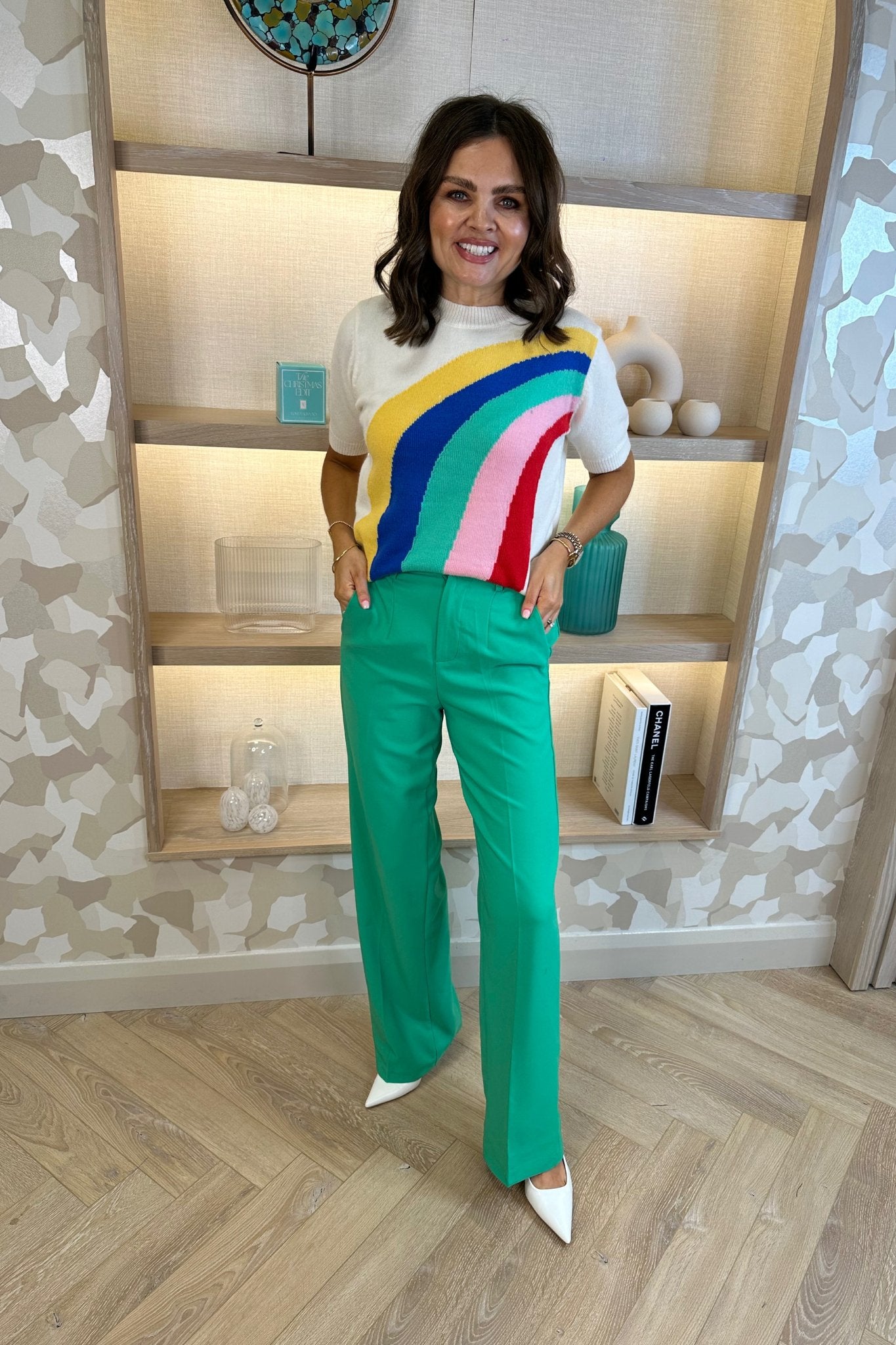 Melanie Rainbow Knit Jumper In Neutral - The Walk in Wardrobe