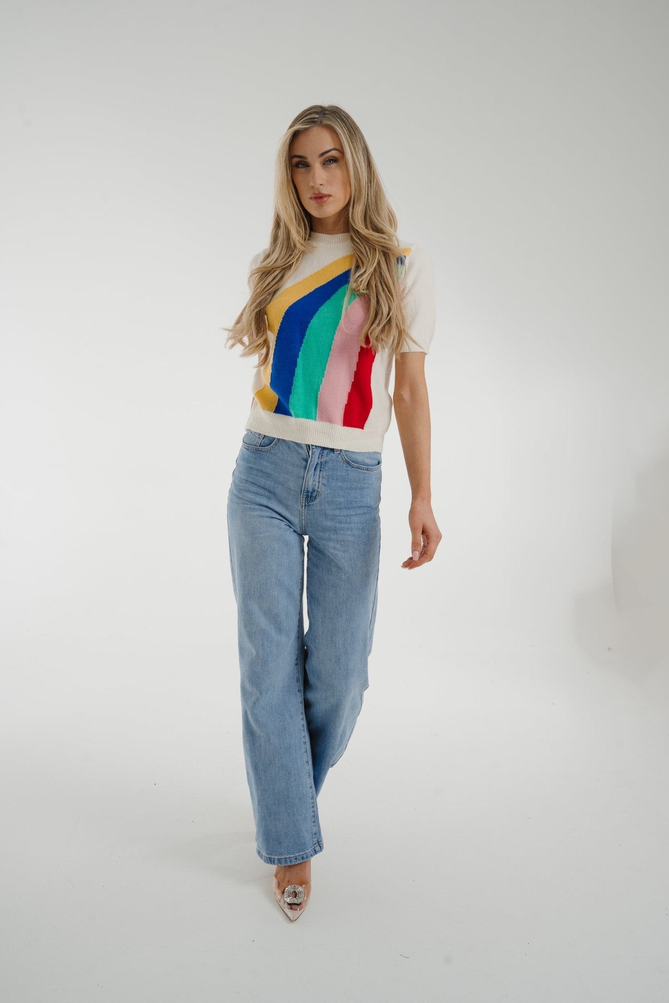 Melanie Rainbow Knit Jumper In Neutral - The Walk in Wardrobe